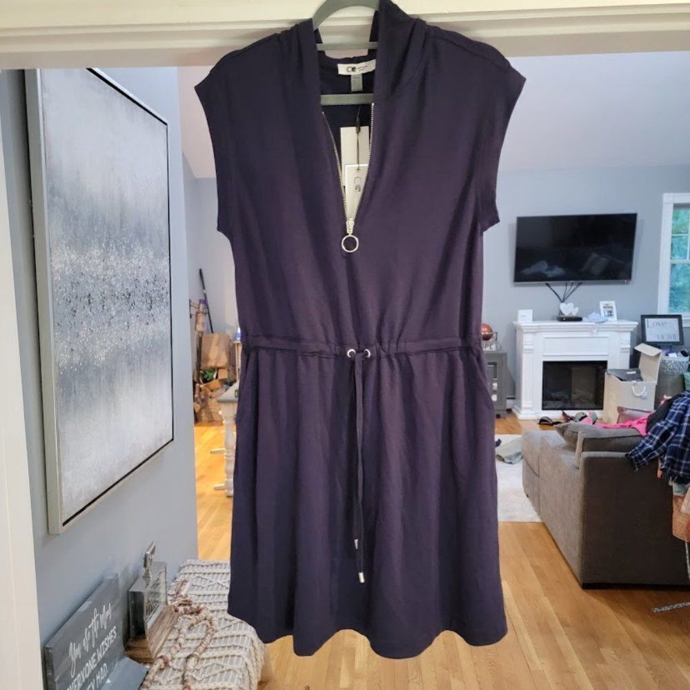 Cable & Gauge Sport Women's Navy Front Zip Sleeves Hoodie romper Size Me…